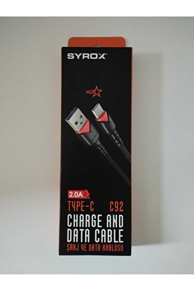 Syrox Şarj Kablosu Syrox C92 Type-C Girişli 2.0A Hızlı Şarj ve Data Kablosu