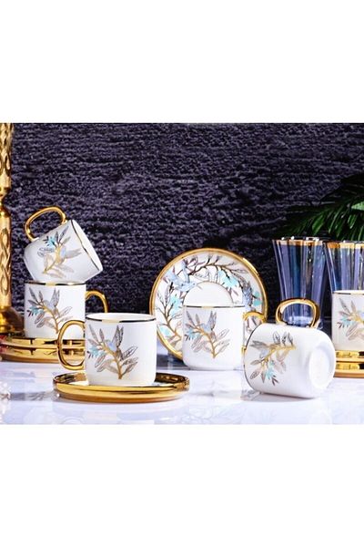 Kosova Porcelain Bee Bird Set of 6 Cylinder Cups 90 Cc Ist-114