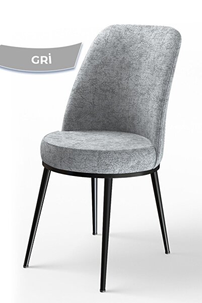 Canisa Dexa Serisi Mutfak Sandalyesi, Gri Sandalye Ayaklar Siyah