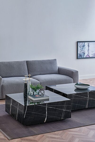 Enza Home Tosca Mermer Desenli Orta Sehpa - Siyah