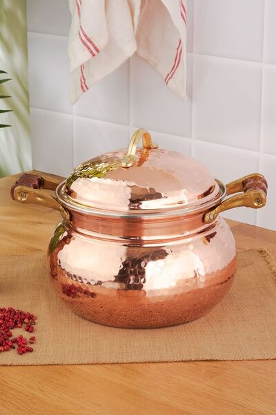 Karaca Antik Bakır Tombik Tencere 18 Cm