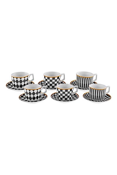 Karaca Std Chekers 6-Person Tea Cup Set - 220 ml Classic