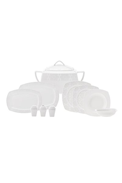 Karaca New Suha Cream 60 Parça 12 Kişilik Porselen Yemek Takımı Kare