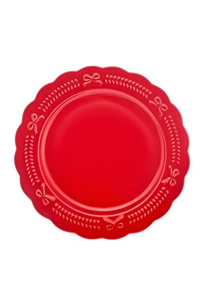 Karaca New Year Yılbaşı Rölyefli Pasta Tabağı 21 Cm Kırmızı
