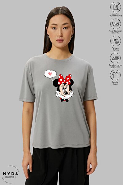 Nyda Collections Tricou cu mânecă scurtă cu imprimeu Mickey Mouse, din bumbac...