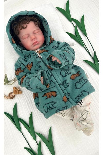 PATSAN Green Hooded Baby Fleece Cardigan