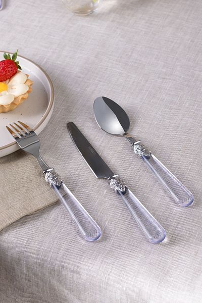 Karaca Ella 18 Piece Fork Spoon Knife Set for 6 Persons White