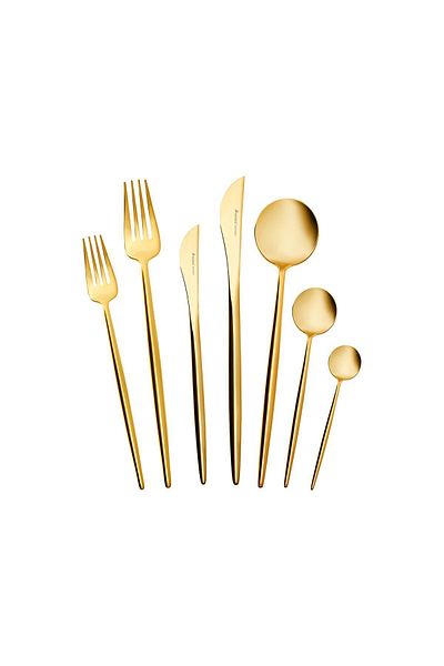 Karaca Jupiter 84 Pieces 12 Person Premium Boxed Fork Spoon Knife Set Matte Champain Gold