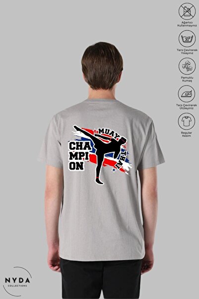 Nyda Collections Unisex Oversize Crew Neck Cotton Muay Thai Printed Short Sle...