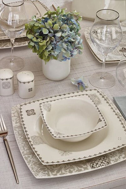 Karaca Square Bone Feya 60 Parça 12 Kişilik Yemek Takımı