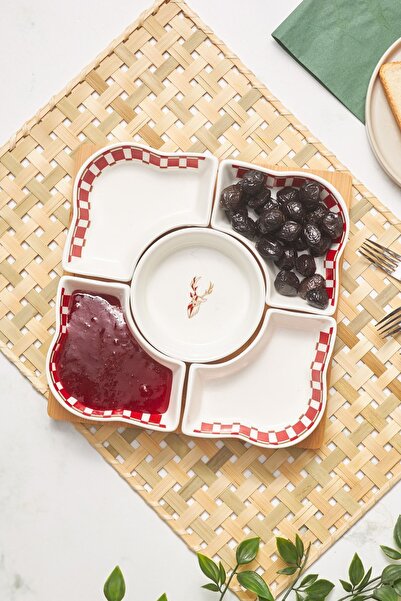 Karaca Aries Red 6 Parça Ahşap Tepsili Kahvaltılık/servislik