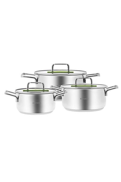 Karaca Arya 6 Piece Steel Pan Set Green