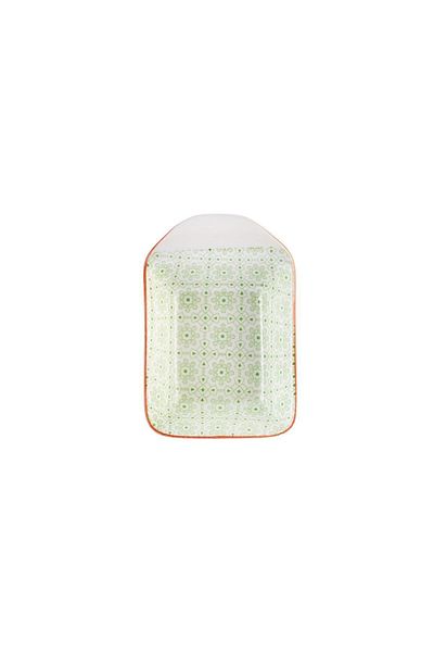 Karaca Floral Green Rectangle Snack Bowl/Sauce Bowl 10 cm