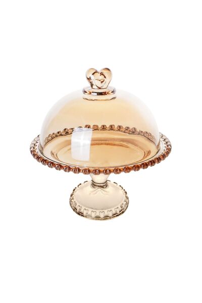 Karaca Glory Cam Amber Ayaklı Kek Standı 19 cm