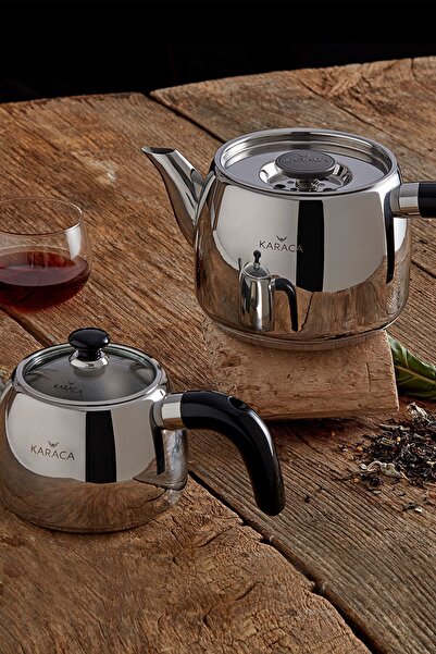 Karaca Galya Buhar Kapaklı Süzgeçli Çaydanlık Takımı Black