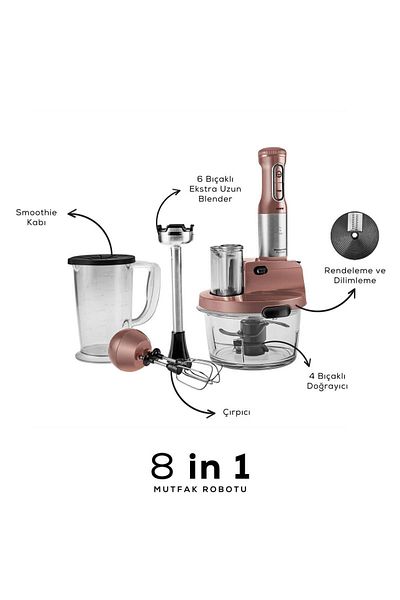 Karaca Mastermaid Prosteel Cam Mutfak Robotu Uzun Blender Ayaklı 6 Bıçaklı 2500 W Imperial Red