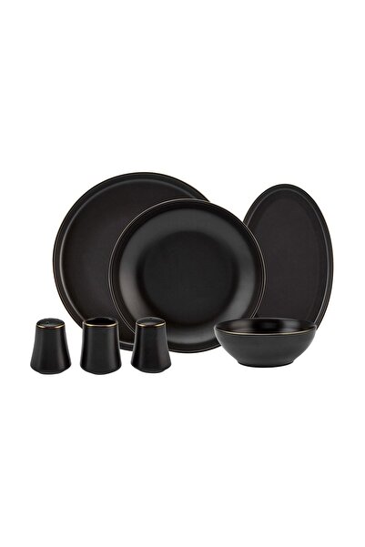 Karaca Elara Matte Black 57 Parça 12 Kişilik Porselen Yemek Takımı