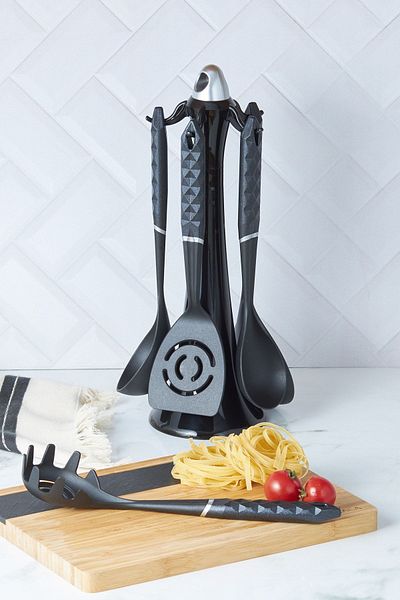Karaca Daimond Gray 6 Piece Serving Set with Stand