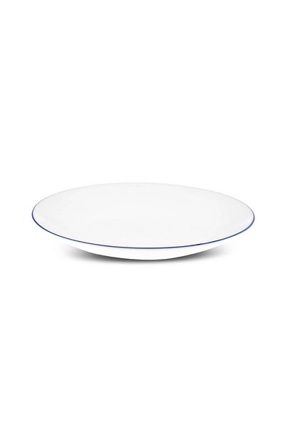 Karaca Milano Opal Glass Blue Rim Pasta Plate 22 cm