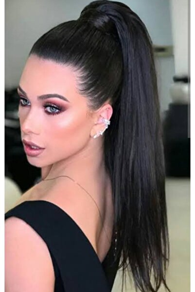 NİLZ قطعة شعر ذيل حصان مستقيمة باللون الأسود