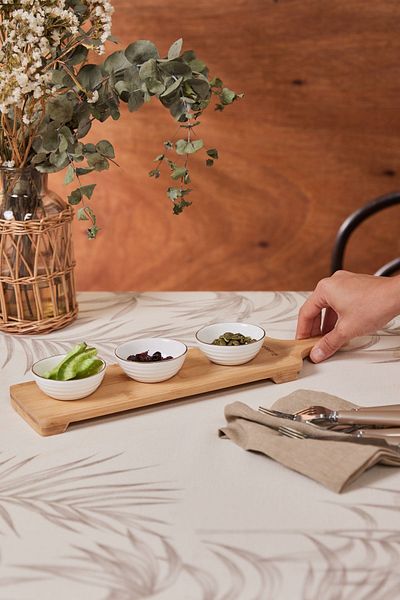 Karaca Orbit 3-Piece Snack Bowl and Bamboo Serving