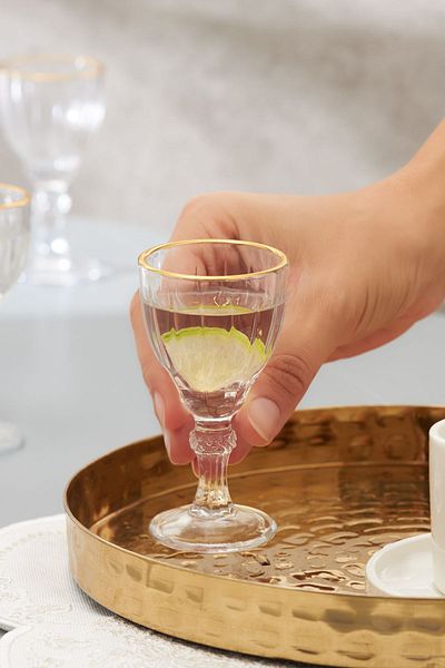Karaca Ronda Gold Rimmed Set of 6 Coffee Cups