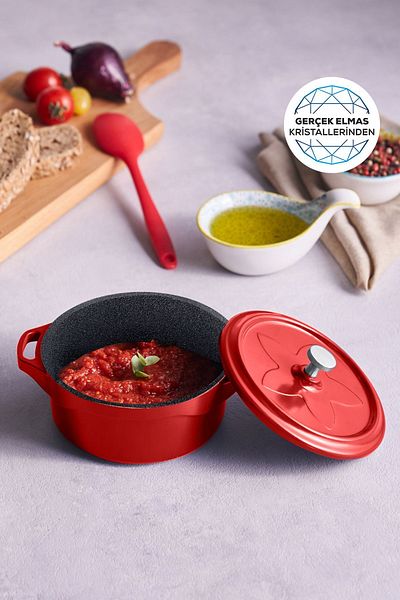 Karaca Biodiamond Candy Mini Cast Pot 12 Cm Red