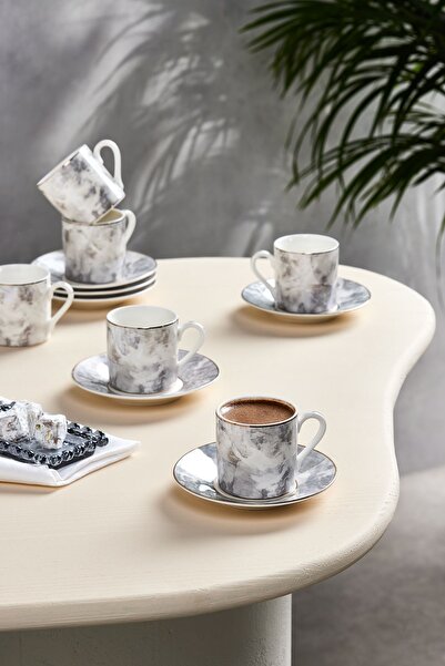 Karaca Quartz Coffee Cup for 6 Persons Gray 80 ml