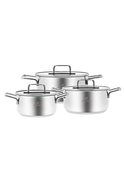 Karaca 6 Piece Midi Steel Pot Set with Arya Induction Base