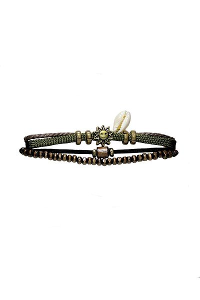 etniko Men's Ethnic Bracelet - Sun and Seashell Detailed, Multiple Casual Model