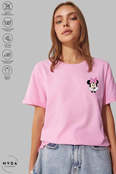 Nyda Collections Tricou cu mânecă scurtă cu imprimeu Minnie Mouse, din bumbac...