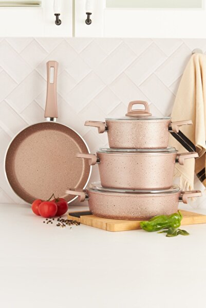 Karaca طقم أواني طهي باللون الوردي الحيوي مكون من 7 قطع