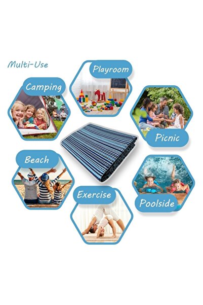 FREE LİNES Katlanabilir Plastik Hasır Halı Kilim Piknik Plaj Park Bahçe Teras...