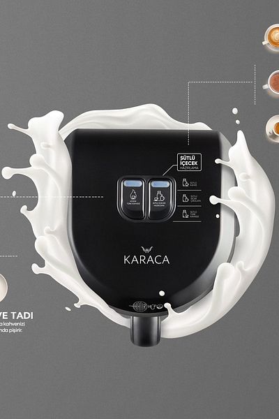 Karaca Galaxy Gray Turkish Coffee Machine with Memory Hüps Milk