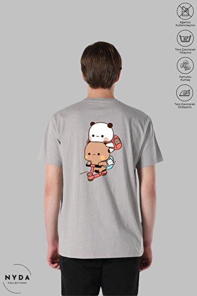 Nyda Collections Tricou oversize din bumbac cu imprimeu Bubu Dudu Scooter - Decolteu, mânecă scurtă, unisex