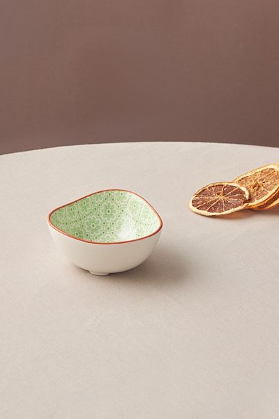 Karaca Floral Green Triangle Snack Bowl 10 Cm