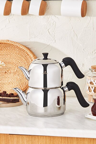 Karaca Edena Indüksiyon Tabanlı Midi Çaydanlık Takımı Siyah