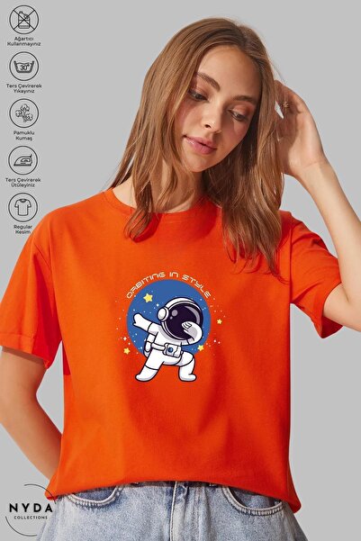 Nyda Collections Astronaut majica sa printom, pamučna unisex majica preveliko...