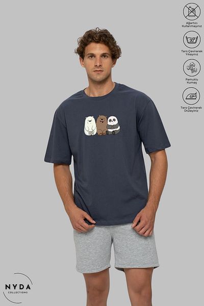 Nyda Collections Μπλουζάκι Unisex Crew Neck We Bare Bears με στάμπα βαμβακερό κοντομάνικο μπλουζάκι