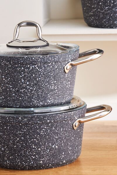 Karaca Biogranit Navy Stone 6 Parça Midi Tencere Seti