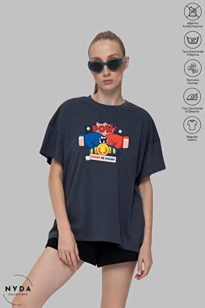 Nyda Collections Unisex boksačka majica od pamuka, velika veličina - okrugli ...