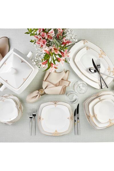 Karaca Milena Gold 60 Parça 12 Kişilik Yemek Takımı Kare