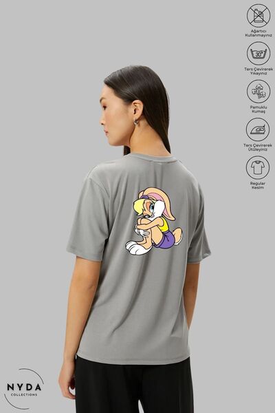 Nyda Collections Lola Bunny majica sa širokim krojem od pamuka za žene - okru...