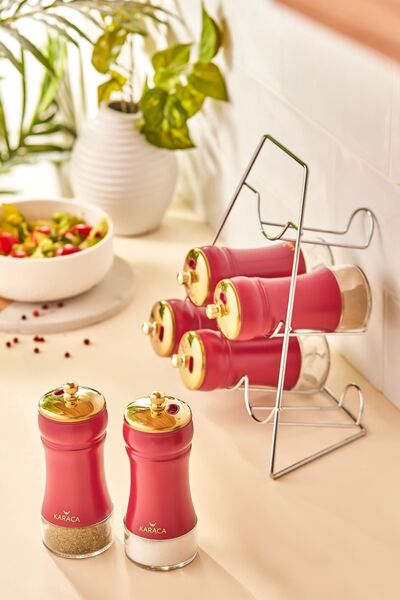 Karaca Glass Gold Berry 7 Piece Triangle Glass Seasoning Set 0 - 249 ml 7 Pieces