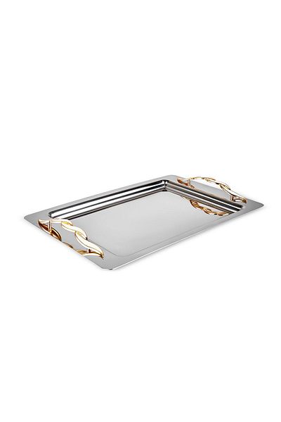 Karaca Nevra Gold Steel Tray 42 cm