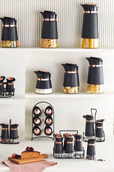 Karaca Glass Latin Leather 6-Piece Round Glass Spice Set 6 Pieces