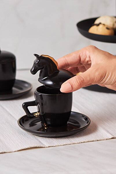 Karaca Black Horse 2-Person Coffee Cup Set 90 ml