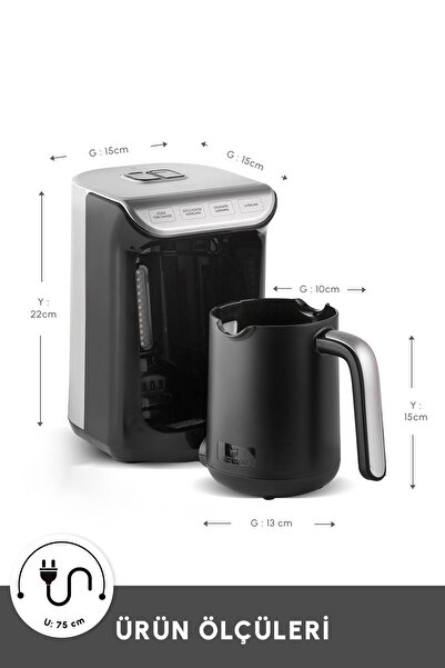 Karaca Hatir Ember Turkish Coffee Machine with Milk Anthracite