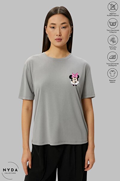 Nyda Collections Γυναικείο κοντομάνικο μπλουζάκι με στάμπα Minnie Mouse από β...