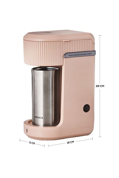 Karaca Beige Mono Personal Filter Coffee Maker and Inox Personal Thermos with Gift